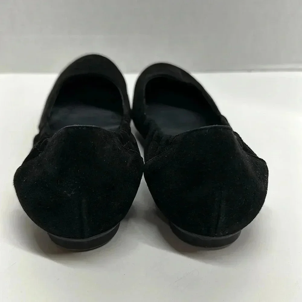 Paul Green Suede Scrunch Ballet Flats Slip On Designer Shoes Black UK 5.5 / US 8